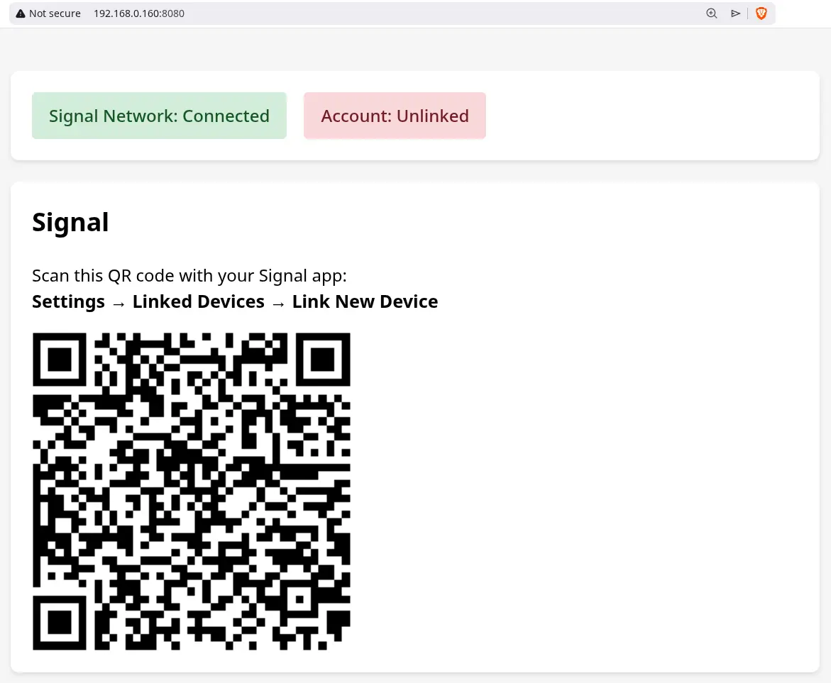 QR code linking screen
