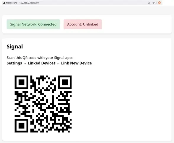 QR code linking screen
