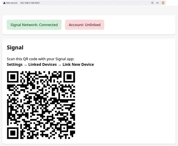 QR code linking screen